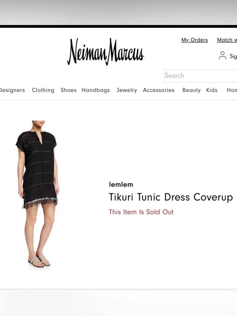Lemlem Tikuri Tunic Swim Coverup Dress, Black, Silver Thread & Fringe Hem, Small - Picture 2 of 14